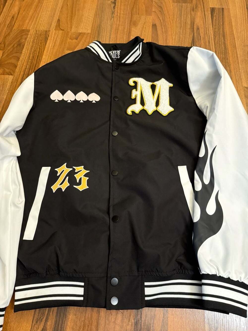 Seven Souls New York Money Maker Flame Varsity Baseball Jacket